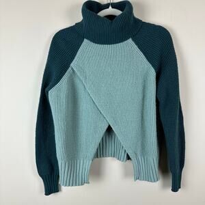 Free People Merino Wool Turtleneck Sweater Chunky Knit Boho Granola Goblincore